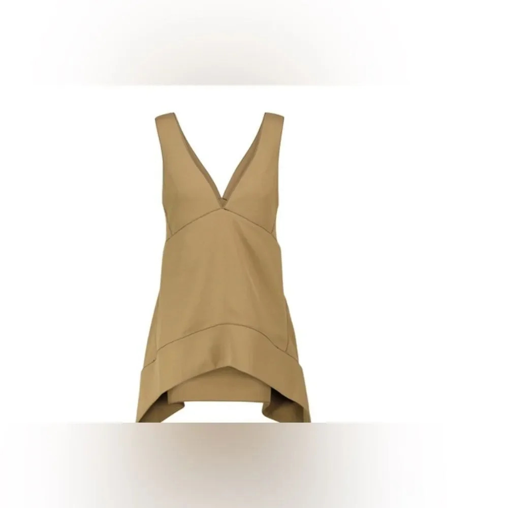 PROENZA SCHOULER White Label Plunge Rumpled Pique Top In Khaki - Picture 11 of 11
